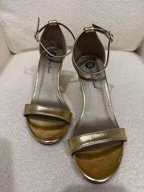 Michael Antonio Metallic Gold Ankle-Strap Sandals Heels